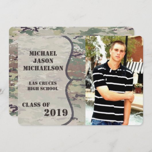 5x7 Senior Aankondiging Leger OCP Camo Uniform Cam (Voorkant / Achterkant)