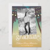 5x7 Senior Aankondiging Strand Zonsondergang Palm  (Voorkant)