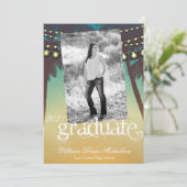 5x7 Senior Aankondiging Strand Zonsondergang Palm (Staand voorkant)