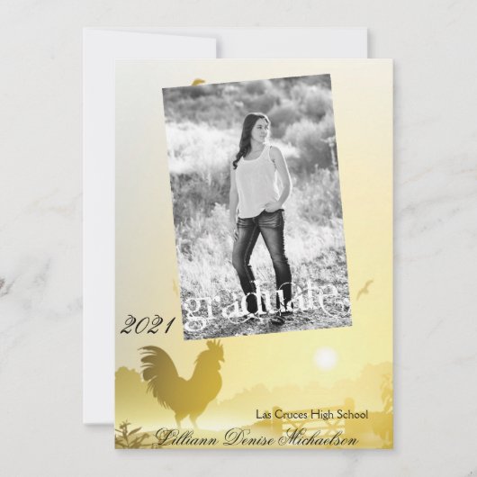 5x7 Senior Aankondiging Sunny Morning Boerderij La (Voorkant)