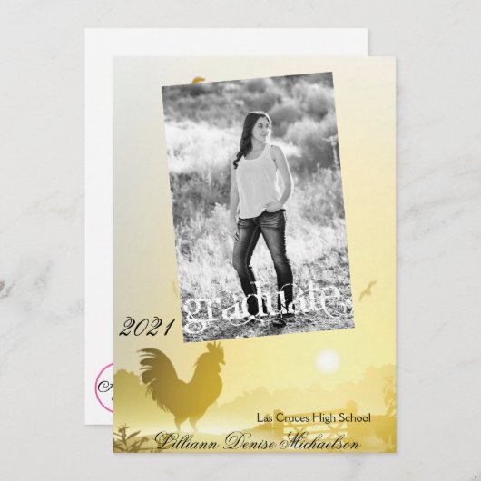 5x7 Senior Aankondiging Sunny Morning Boerderij La (Voorkant / Achterkant)