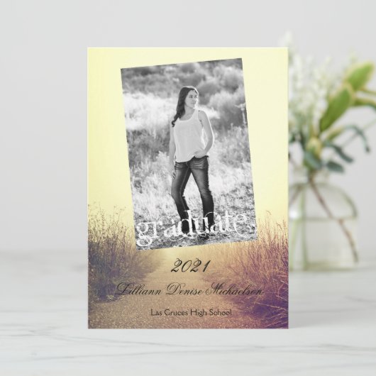 5x7 Senior aankondiging Sunrise Pathway Walkway PA (Staand voorkant)