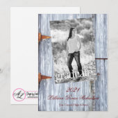 5x7 Senior Aankondiging Witte Wassen Houten Schuur (Voorkant / Achterkant)