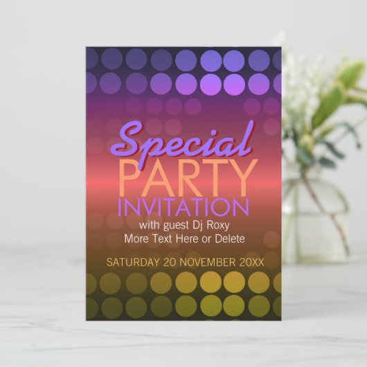 5x7 Shiny Disco Stippen Special Party Invitation Kaart (Staand voorkant)