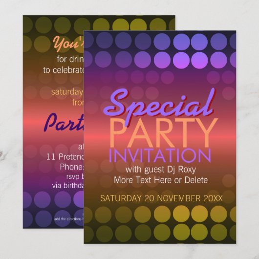 5x7 Shiny Disco Stippen Special Party Invitation Kaart (Voorkant / Achterkant)