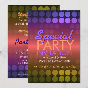 5x7 Shiny Disco Stippen Special Party Invitation Kaart