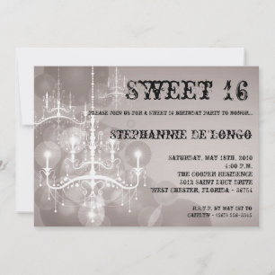5x7 Silver Chandelier Sweet 16 Verjaardag Uitnodig Kaart