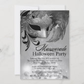 5x7 Silver Masquerade Halloween Invitation Kaart (Voorkant)