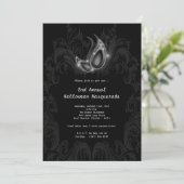 5x7 Silver Masquerade Halloween Kostuum Uitnodigin Kaart (Staand voorkant)