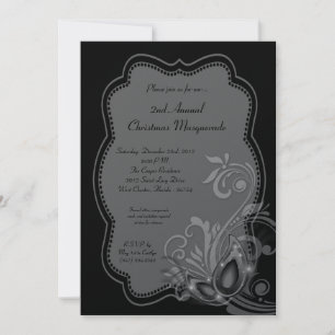 5x7 Silver Masquerade met kerstmis XMAS-uitnodigin Kaart