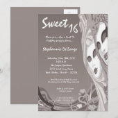 5x7 Silver Masquerade Sweet 16 Verjaardag Uitnodig Kaart (Voorkant / Achterkant)