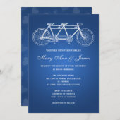 5x7 Simple Wedding Tandem Bike Blue Kaart (Voorkant / Achterkant)