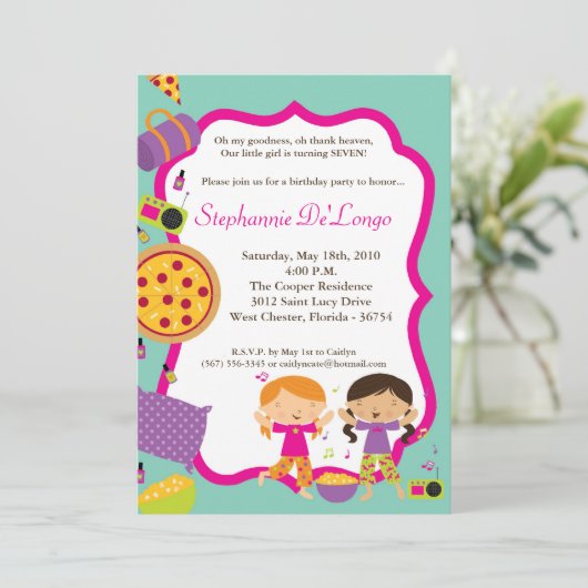 5x7 Slumber MakeUp Dance Birthday Party Uitnodigin Kaart (Staand voorkant)