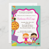 5x7 Slumber MakeUp Dance Birthday Party Uitnodigin Kaart (Voorkant / Achterkant)