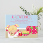 5x7 Slumber Party Birthday Invite Kaart (Staand voorkant)