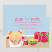 5x7 Slumber Party Birthday Invite Kaart (Voorkant / Achterkant)
