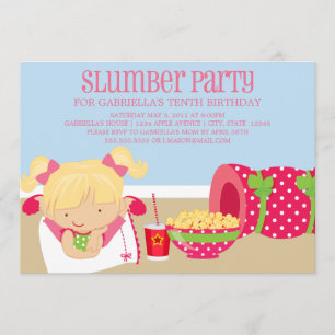 5x7 Slumber Party Birthday Invite Kaart
