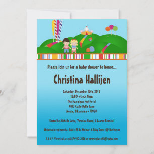5x7 Snoep Land Ice Cream Baby shower Invitation Kaart