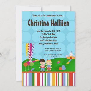 5x7 Snoep Land Ice Cream Baby shower Uitnodiging