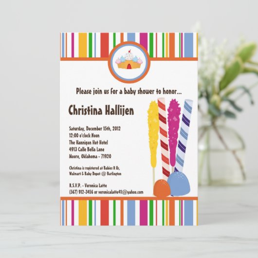 5x7 Snoep Land Ice Cream Baby shower Uitnodiging (Staand voorkant)