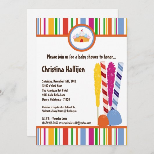 5x7 Snoep Land Ice Cream Baby shower Uitnodiging (Voorkant / Achterkant)