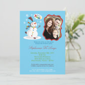 5x7 Snowman Snowflake Kerstmis XMAS Uitnodiging (Staand voorkant)