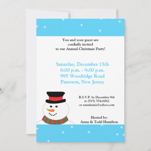 5x7 Snowy Snowman Uitnodiging (Voorkant)