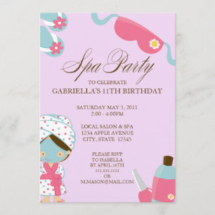 5x7 Spa Party Birthday Party Invitation Kaart
