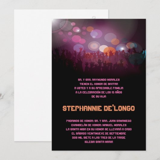 5x7 Spaans Band Quinceanera Birthday Uitnodiging (Voorkant / Achterkant)