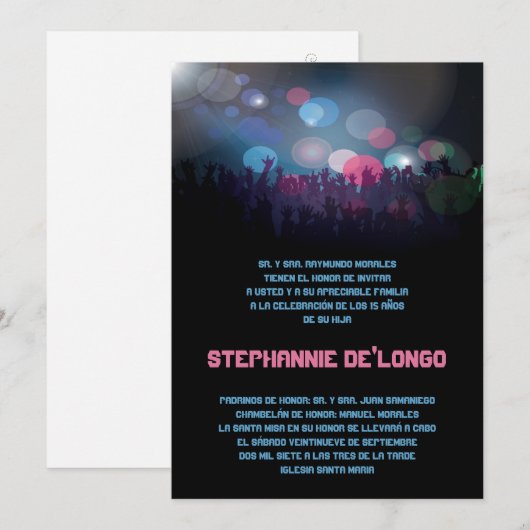 5x7 Spaanse Band Quinceanera Birthday Uitnodiging (Voorkant / Achterkant)