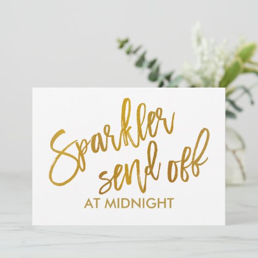 5X7 Sparkler Afscheid Bord - Borstel Schrift Goud (Staand voorkant)