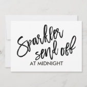 5X7 Sparkler Afscheid Bord | Brush Script (Zwart) Kaart (Voorkant)