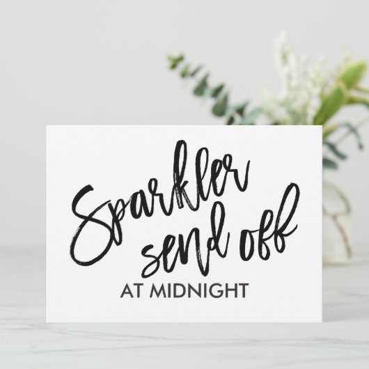 5X7 Sparkler Afscheid Bord | Brush Script (Zwart) Kaart (Staand voorkant)