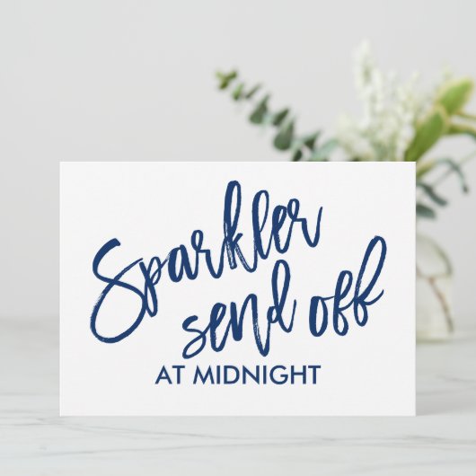 5X7 Sparkler Send-Off Sign-Brush Script (Navy) (Staand voorkant)