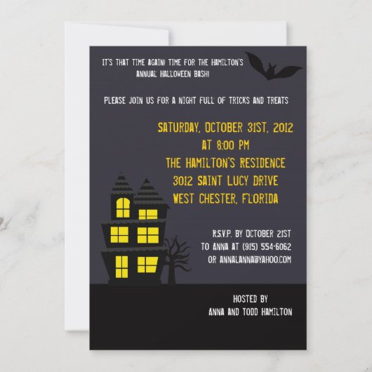 5x7 spookhuis Halloween Party uitnodiging (Voorkant)