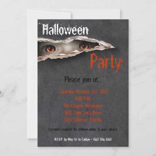 5x7 Spooky Eyes Stare Halloween Costume Invitation Kaart (Voorkant)
