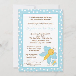 5x7 Spring Blue Butterfly Baby shower Invitation Kaart