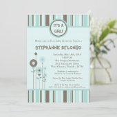 5x7 Spring Blue Flowers Baby shower Uitnodiging (Staand voorkant)