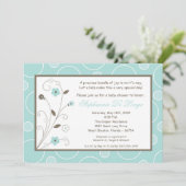 5x7 Spring Blue Flowers Baby shower Uitnodiging (Staand voorkant)