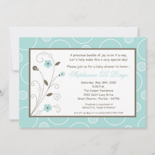5x7 Spring Blue Flowers Baby shower Uitnodiging