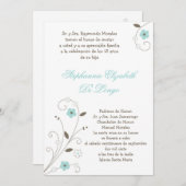 5x7 Spring BlueFlower Quinceanera uitnodiging (Voorkant / Achterkant)