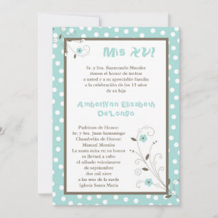 5x7 Spring BlueFlower Quinceanera uitnodiging
