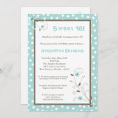 5x7 Spring BlueFlower Sweet 16 Verjaardag Uitnodig Kaart (Voorkant / Achterkant)