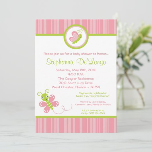 5x7 Spring Bugs Insect Baby shower Invitation Kaart (Staand voorkant)