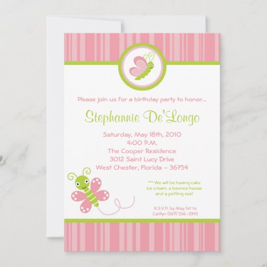 5x7 Spring Bugs Insects Birthday Party Invitation Kaart (Voorkant)