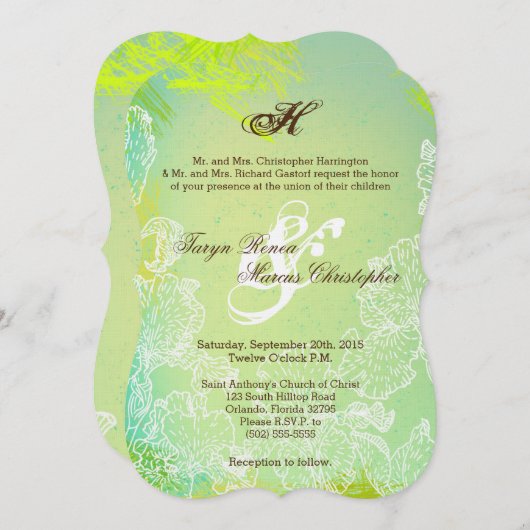 5x7 Spring Hibiscus Flower Weduwen Uitnodiging (Voorkant / Achterkant)