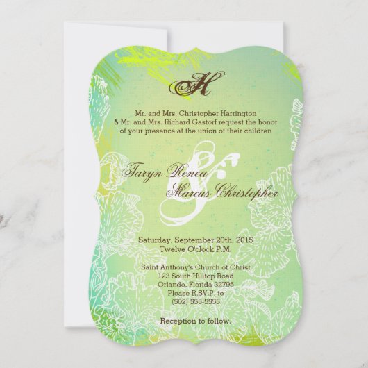 5x7 Spring Hibiscus Flower Weduwen Uitnodiging (Voorkant)