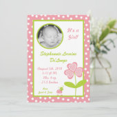 5x7 Spring Insect LadyBug FOTO Geboorteaankondigin Aankondiging (Staand voorkant)