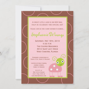 5x7 Spring roze Lady Bug Baby shower uitnodiging