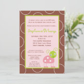 5x7 Spring roze Lady Bug Baby shower uitnodiging (Staand voorkant)